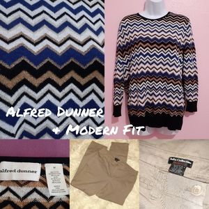 Modern Fit beige pants and Aldred dunner sweater
